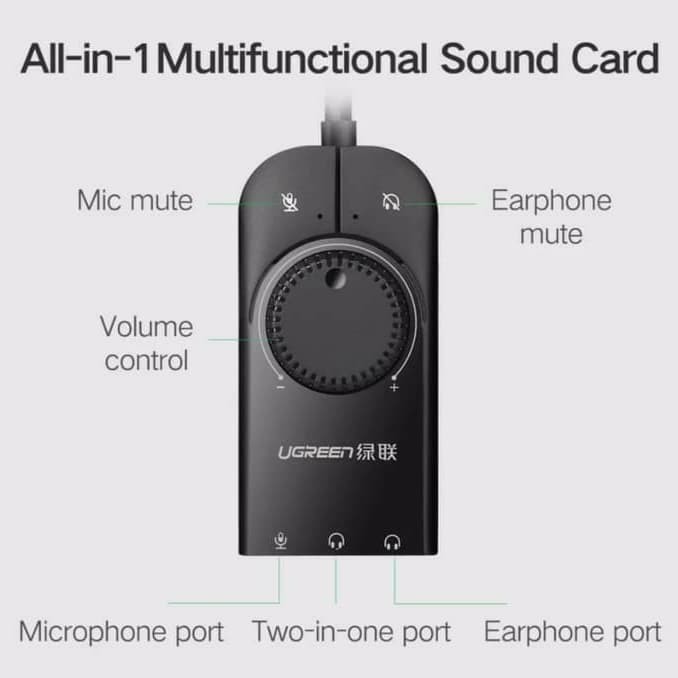 KRY -  Ugreen Usb Sound Card to Aux Audio Mic - Ugreen Soundcard Usb External