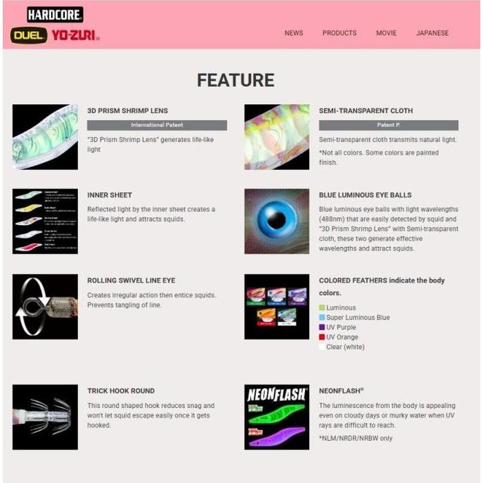 Duel Yozuri Aurie-Q 3D 2.5 3.0 3.5 Egi Squid Jig Umpan Pancing Cumi Sotong