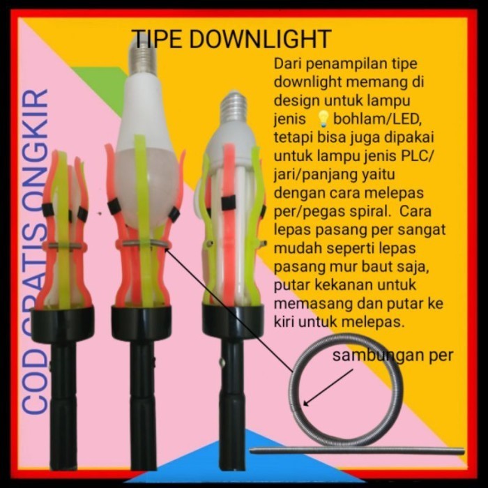 TONGKAT LAMPU ALAT PENGGANTI STICK PASANG SENGGET GALAH LAMPU