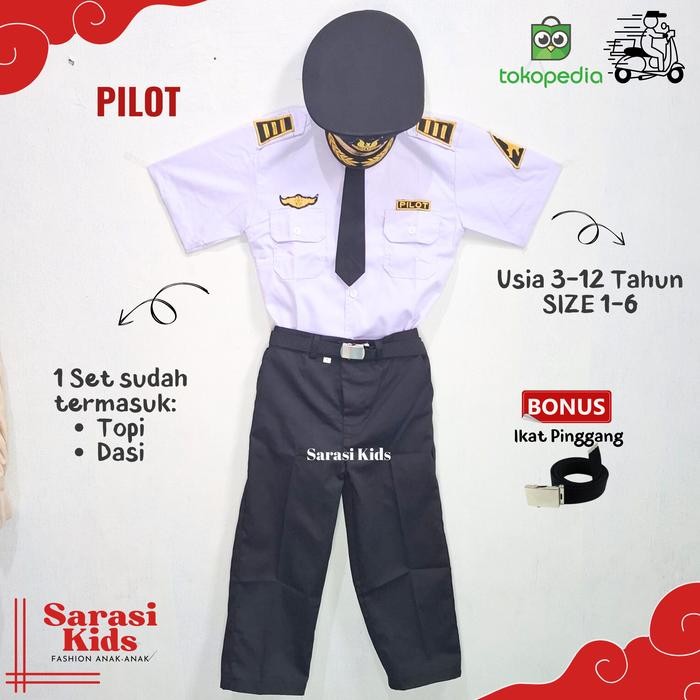 PREMIUM Baju Pilot anak laki laki kostum pilot anak anak pakaian profesi anak