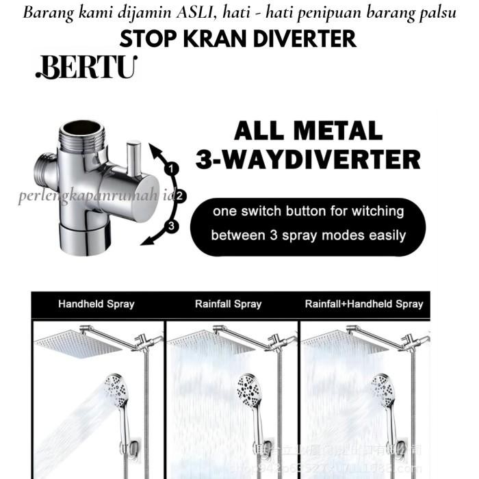 STOP KRAN 3 WAY DIVERTER NAPLE T NEPLE KRAN AIR SHOWER COLUMN 3/4 1/2