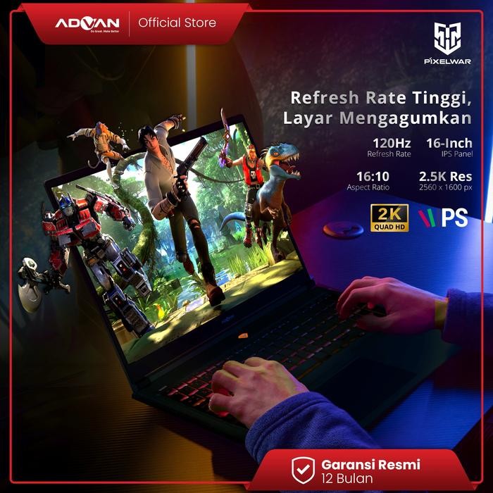 [Expert] ADVAN Laptop Gaming Pixelwar AMD RYZEN 5 6600H 16 2.5K IPS 16GB 512GB