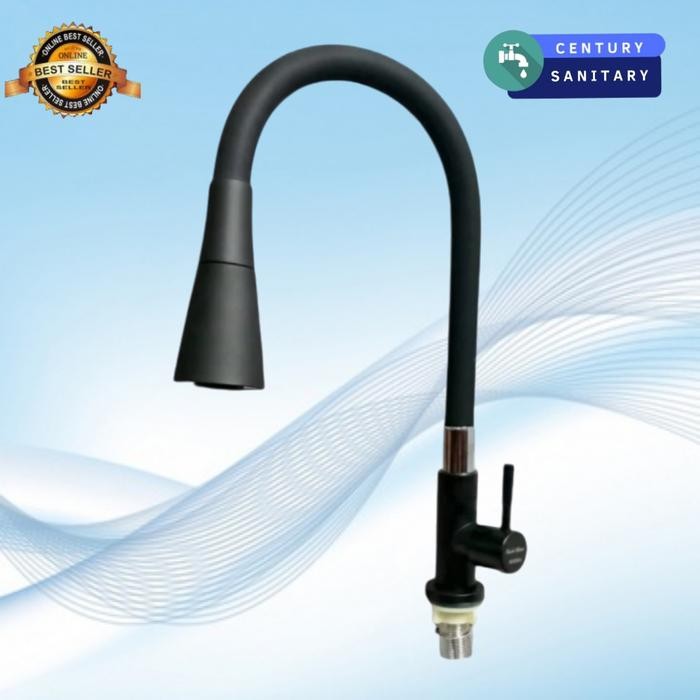 PREMIUM KRAN ANGSA FLEKSIBEL STAINLESS HITAM TANAM/KRAN SINK TANAM STAINLES