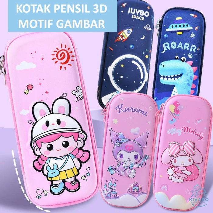 

Tempat Pensil Anak Perempuan Kuromi & Laki Laki Kotak Pensil 3D Motif Unicorn Dino PC1 Kivaro Girl