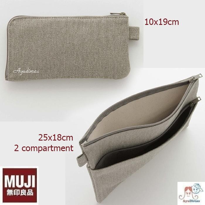 

Muji Canvas Flat Type Case tempat pensil / kantong seaguna