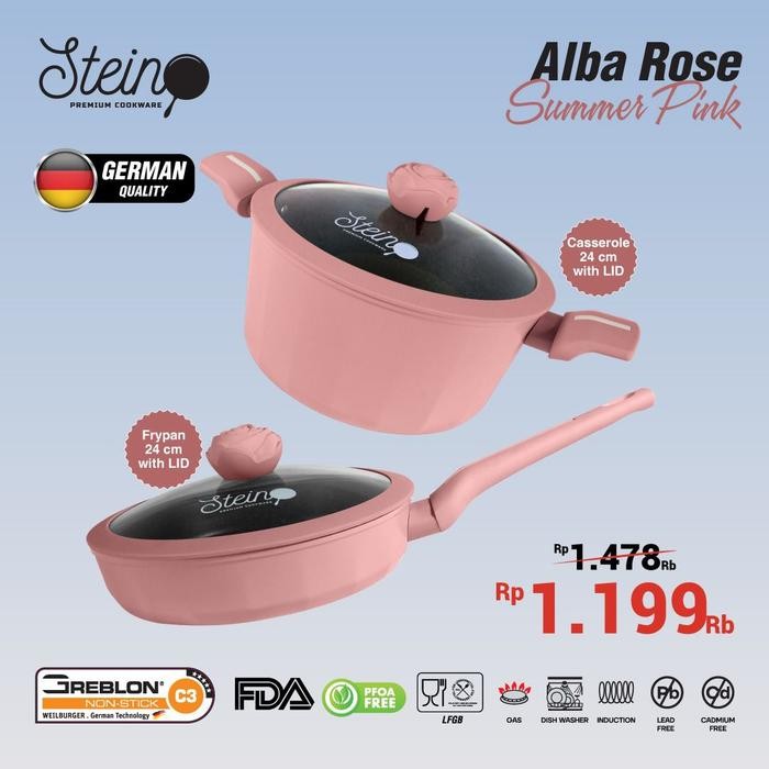 Steincookware Stein Alba Rose Set 2 In 1 Panci Set Anti-Lengket