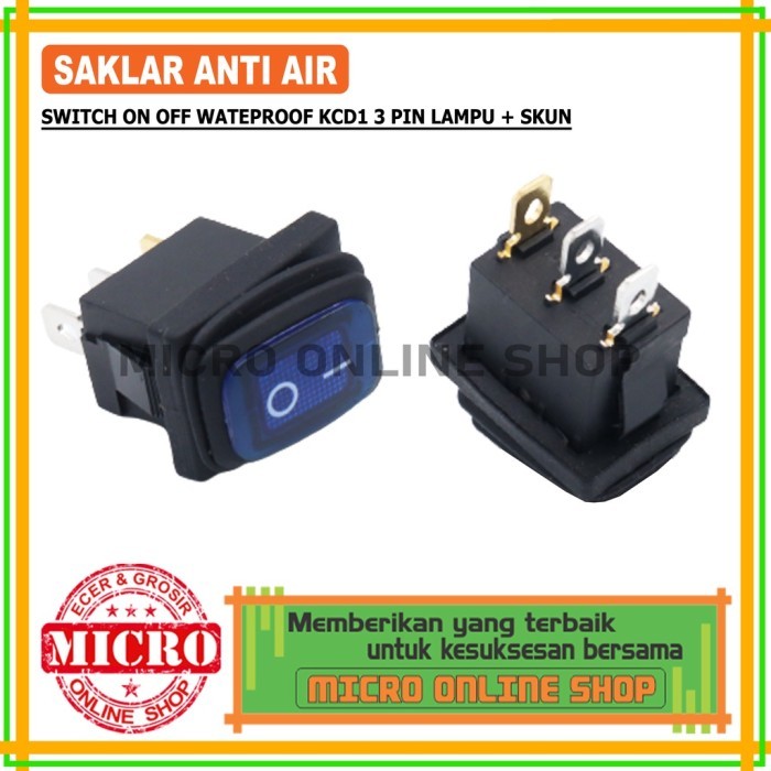 (Expert) Saklar On-Off 3 Kaki Anti Air Biru + Skun Switch On-Off