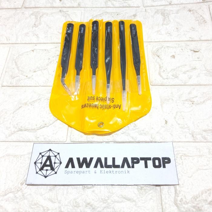 1 Set Pinset Anti Static Stainless Steel 6Pc Pinset Elektronik