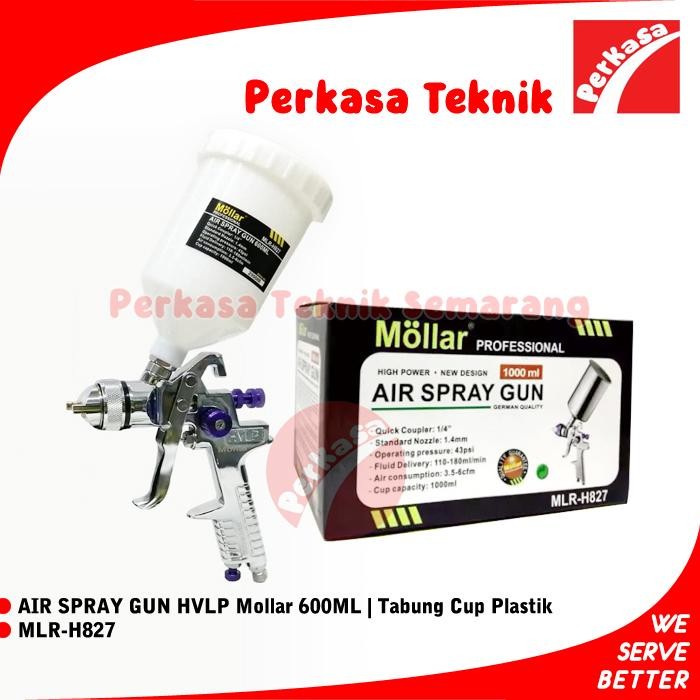 AIR SPRAYGUN HVLP MOLLAR H827 SPRAY GUN 600CC TABUNG CUP PLASTIK