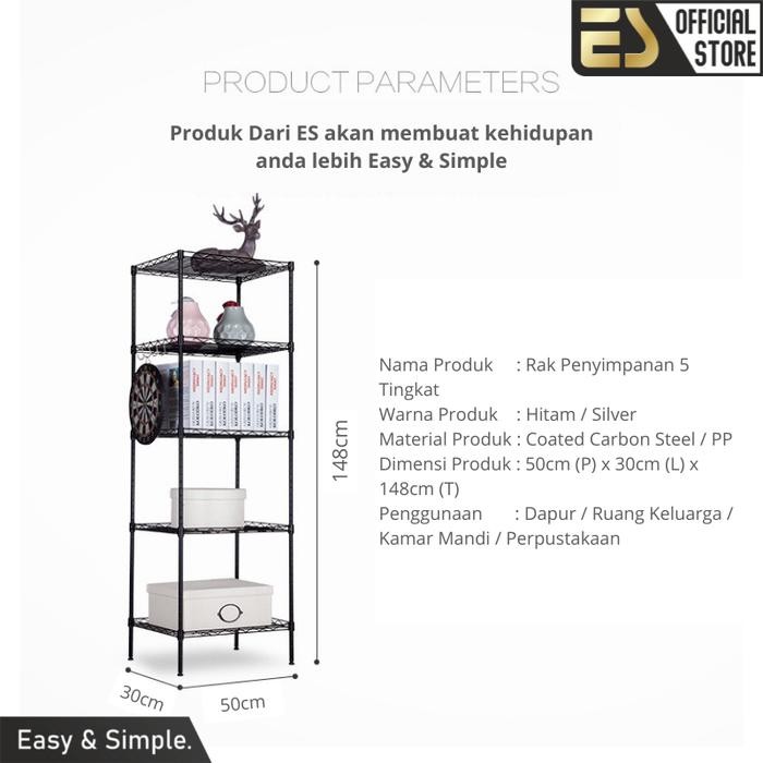 ES RAK TINGKAT SERBAGUNA RAK 5 SUSUN RAK PENYIMPANAN RAK SUSUN DAPUR