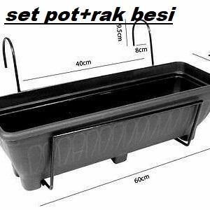 GANTUNGAN POT KOTAK PANJANG TEMPEL PAGAR/RAK BALKON BESI/RAK PAGAR/STANDING POT BESI/RAK POT