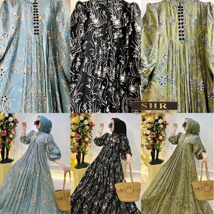 New Shr Maxi Dres Ramping Katun Bordir Full Puring Ori Shr