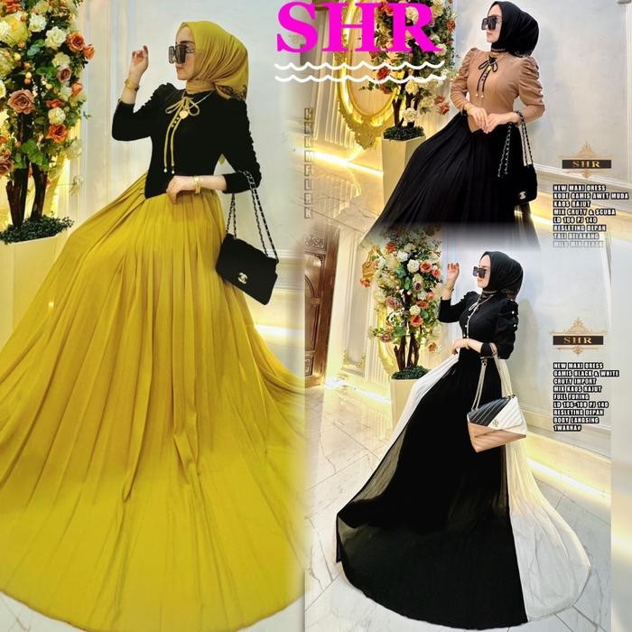 Shr New Maxi Dres Awet Muda Bahan Kaos Rajut Premium Shr Gamis