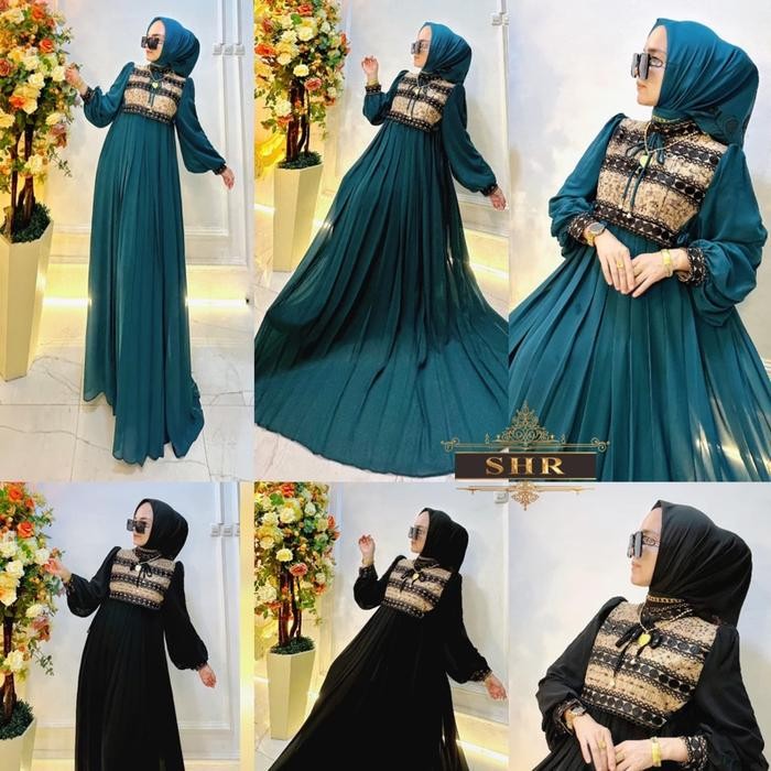 New Shr Maxi Dress Ceruty Full Puring Mix Katun Bordir Renda Ori Shr 100% Gamis
