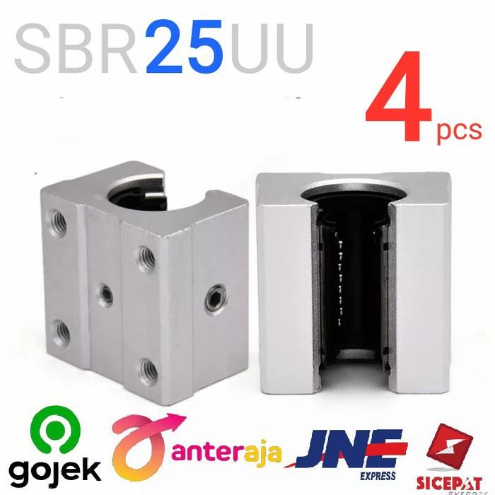SBR25UU SBR25 SBR 25 linear guide bearing block sliding cnc rail -4pcs Kualitas Premium