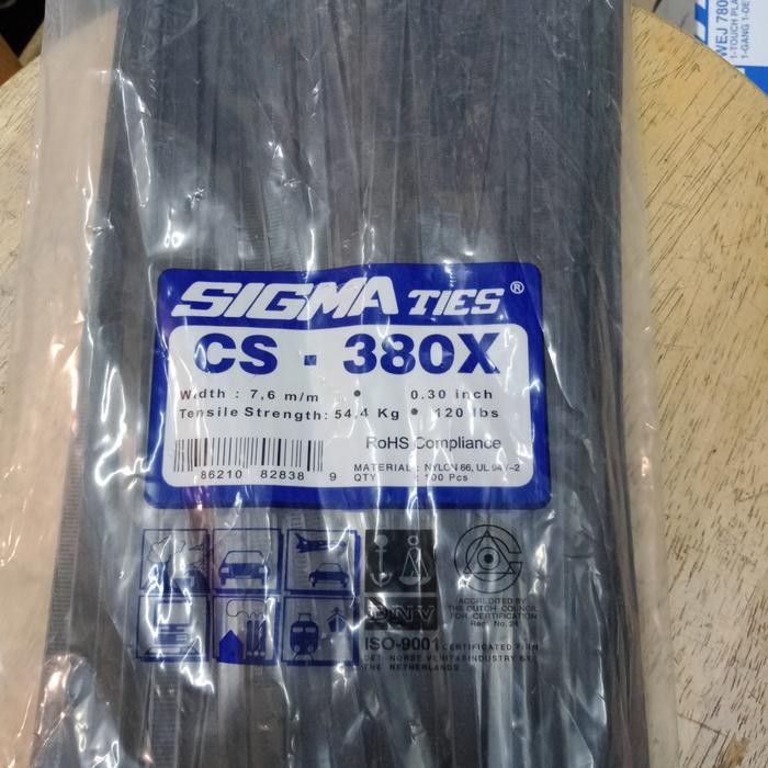 

Kabel Ties / Kabel Tis / Cable Tie Cs 380 X 7.6 Mm Hitam 38 Cm Sigma