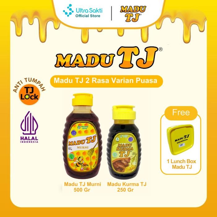 

[Madu Tj 2 Rasa Varian Puasa] 1 Madu Tj Murni 500Gr + 1 Madu Tj Kurma 250Gr Free Lunch Box Madu Tj