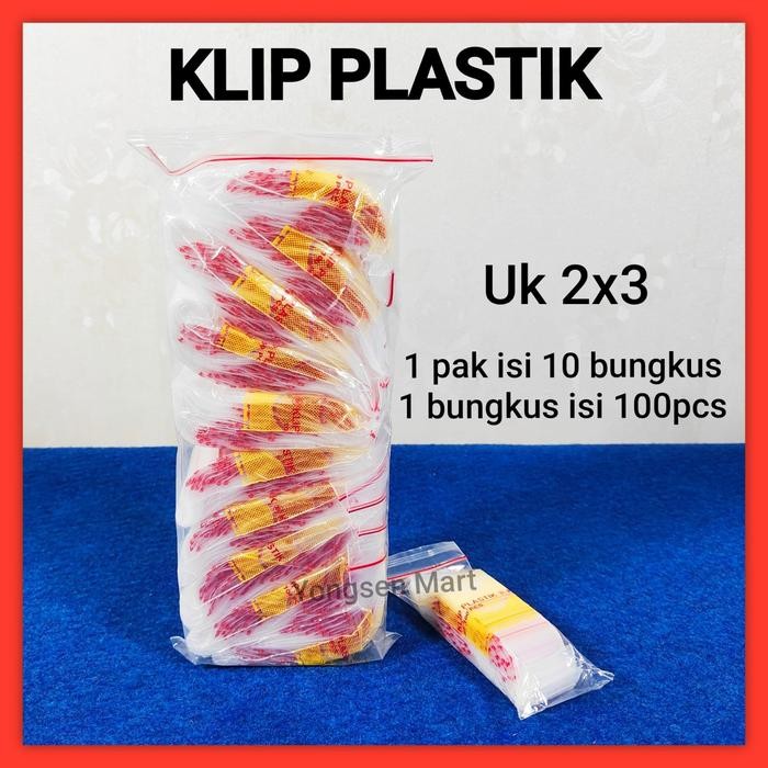( Harga 1 Pak ) Merk KLIP Plastik Klip kecil uk 2x3 cm plastik obat, ziplock