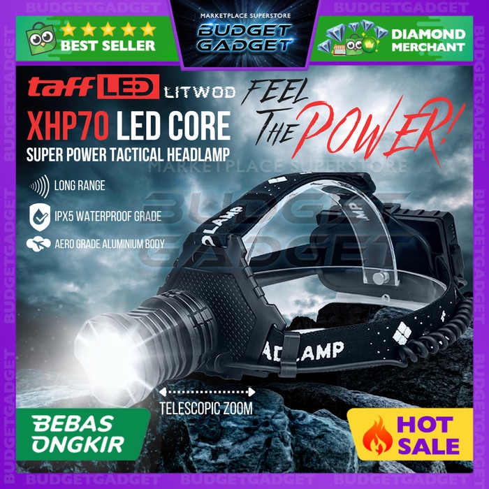 Litwod Senter Kepala Headlamp LED XHP70 8000 Lumens - 2064