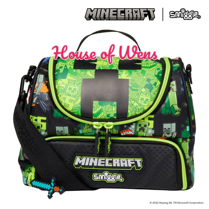 SMIGGLE MINECRAFT STRAP LUNCHBOX ORIGINAL - TAS BEKAL SMIGGLE