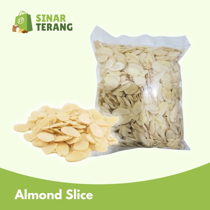 

NATURAL ALMOND SLICE / SLICED BLUE DIAMOND 100 GRAM ( TIPIS , MENTAH ) KODE 512