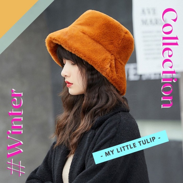 Topi Bucket Bulu2 Tebal / Topi Fedora Wool Imitasi Topi Fashion Korea