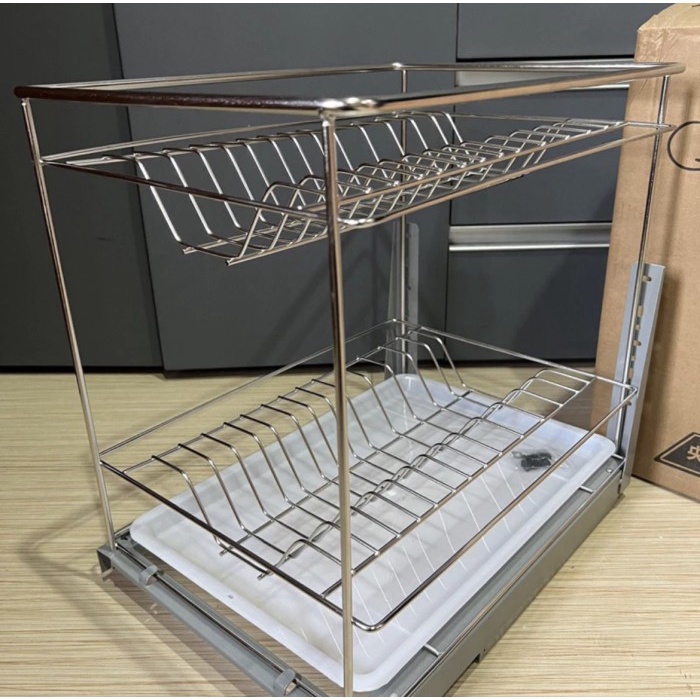 Rak Piring Piring Stainless 2 Susun / Dish Rack / Rak Piring Bawah Kitchen Set