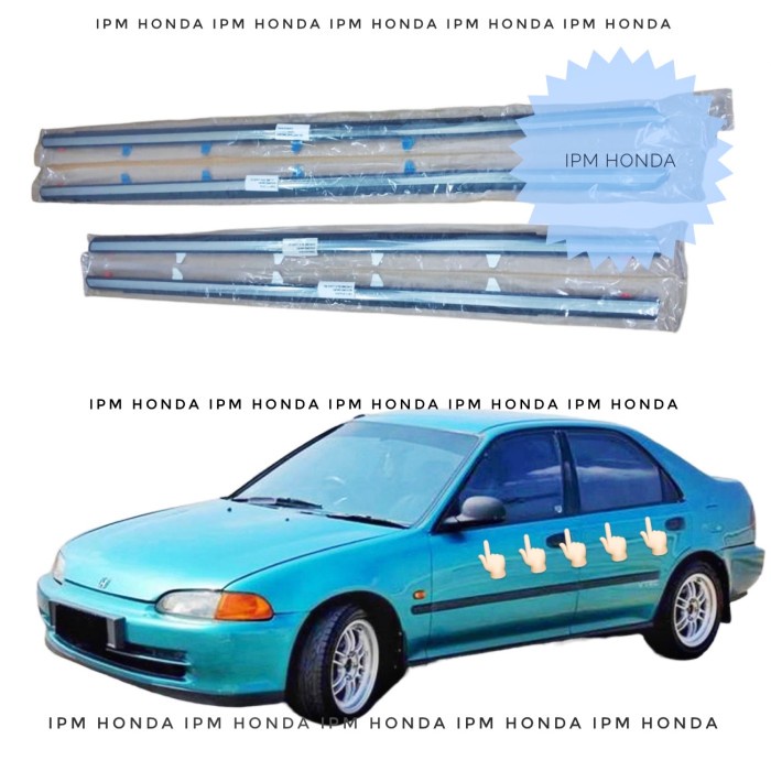 Pelipit Karet Pintu Kaca Luar Honda Civic Genio Warna Chroom 1994 1995