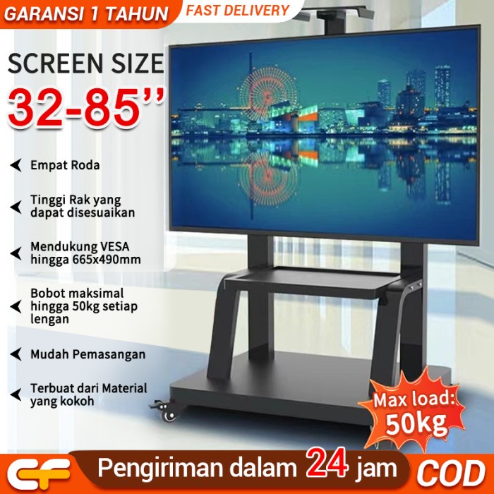 TV Stand Steel Dengan Roda bracket tv 32"- 75''
