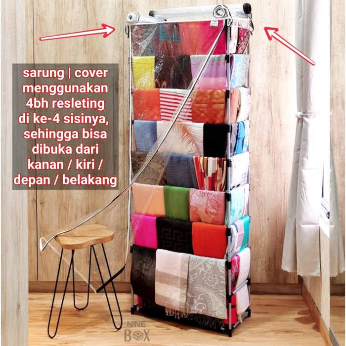 RAK HIJAB / LEMARI GANTUNG JILBAB / RAK JILBAB WITH DUST COVER
