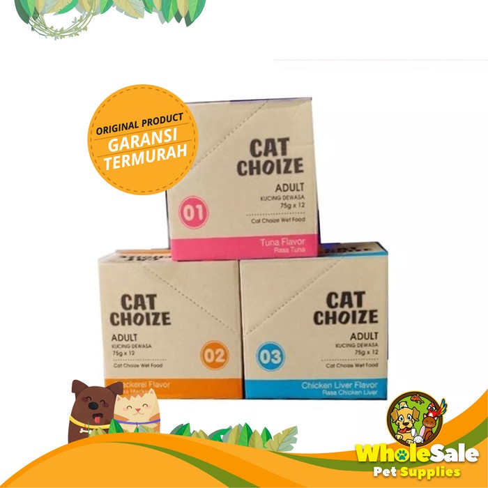 CAT CHOIZE POUCH ALL VARIAN 1 BOX ISI 12 PCS - MAKANAN BASAH CAT CHOIZE POUCH KITTEN DAN CAT CHOIZE