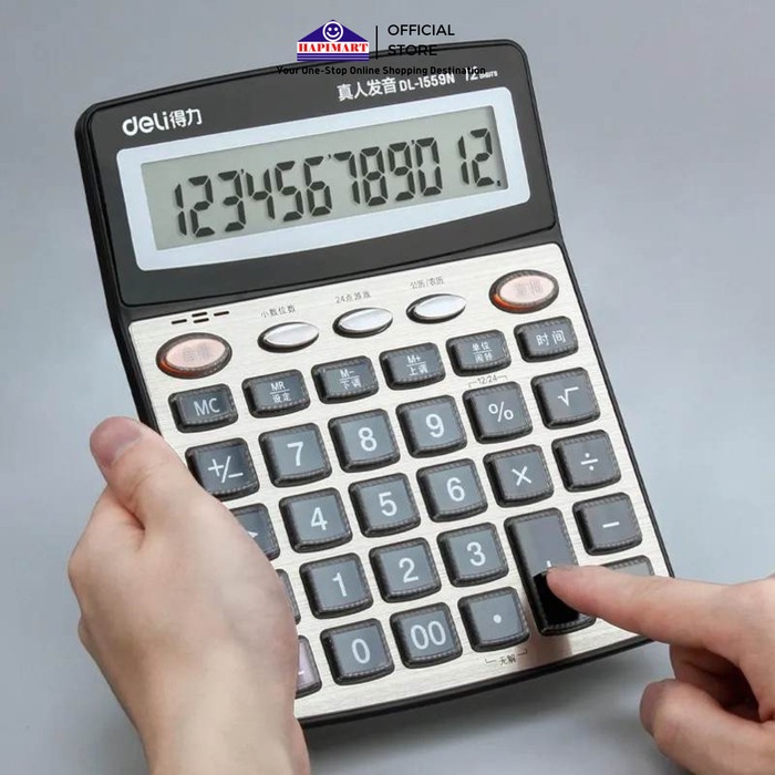 

Deli 1559N Talking Calculator/Kalkulator 12 Digit Free Baterai