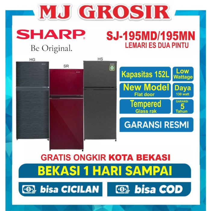 Terlaris Kulkas Sharp Sj 195 Md Lemari Es 2 Pintu Sj195Md Sj 195Md