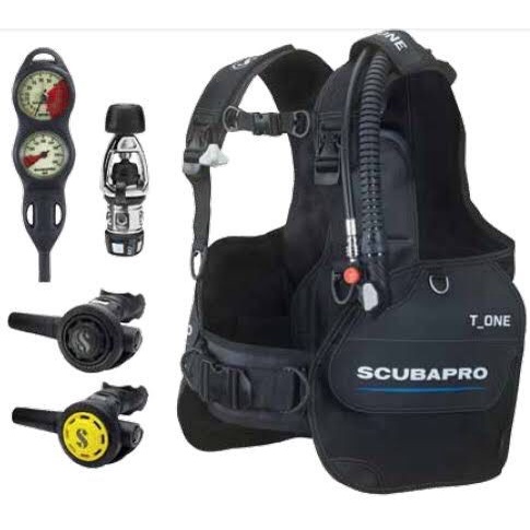 SCUBAPRO BCD T-One + Regulator + Octopus R095 + Double Gauge