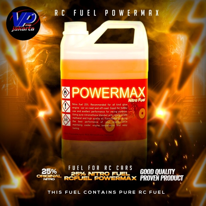 TERLARIS Powermax Fuel nitro 25% bahan bakar engine Rc kemasan galon 2L