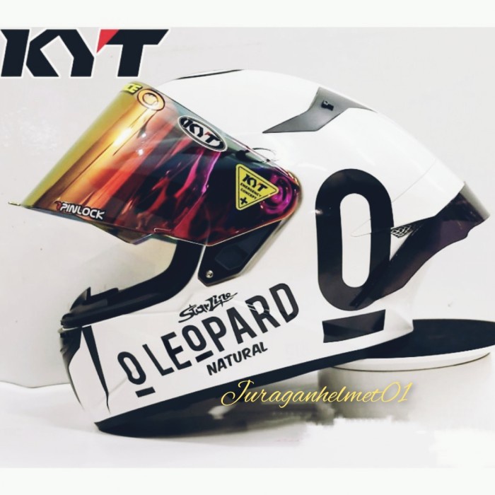 Helm Full Face Kyt Tt Course Paket Ganteng Putih Leopard
