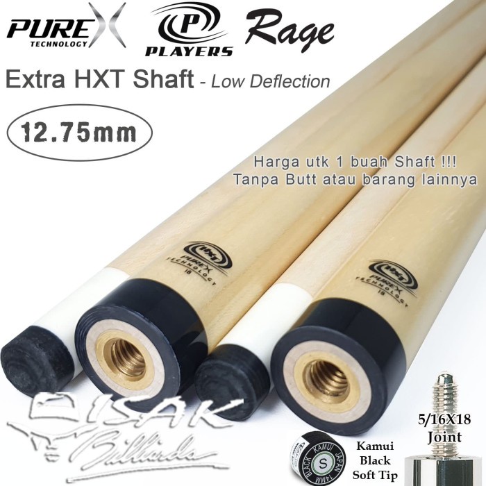 TERBARU Extra Shaft 12.75mm PureX HXT Low Deflection Kepala Cue Stick Billiard