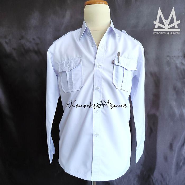 Seragam Kerja Pria Eco - Atasan Kemeja Putih Lengan Panjang Dinas Asn Pns Pdh Pdl Satpam Hansip