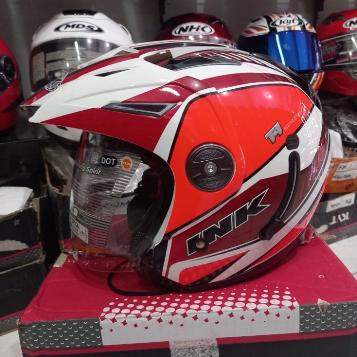 Ink Helm T1#3 White Red Fluo Red Double Visor Helm Ink T1