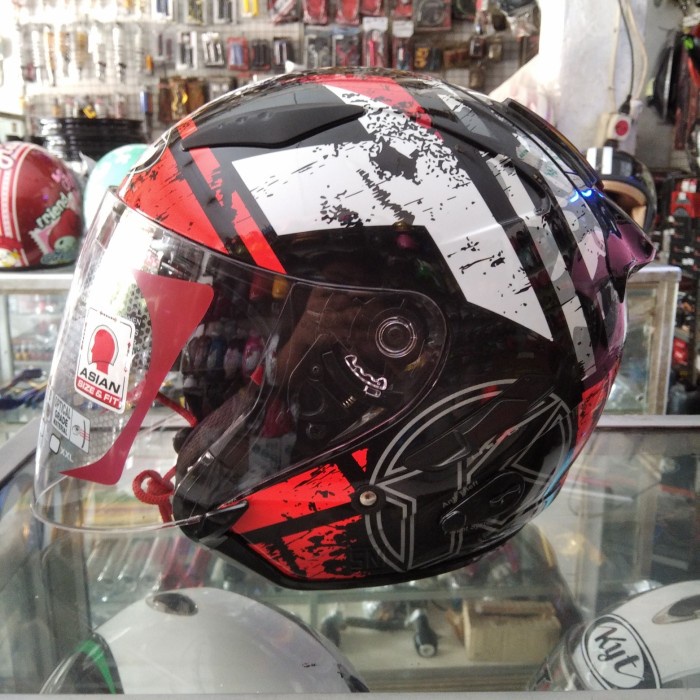 Helm Kyt Galaxy Slide Motif #5 Black Red/Half Face