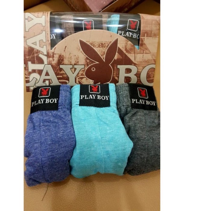 Celana Dalam Pria (Isi 3) Playboy Coklat / Cd Pria Murah / Sempak Cowo