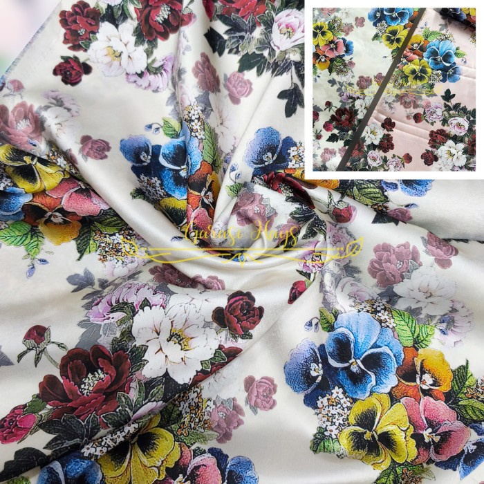Kain Floral Duchess Satin Duchess Motif Bunga Lebar 150 cm