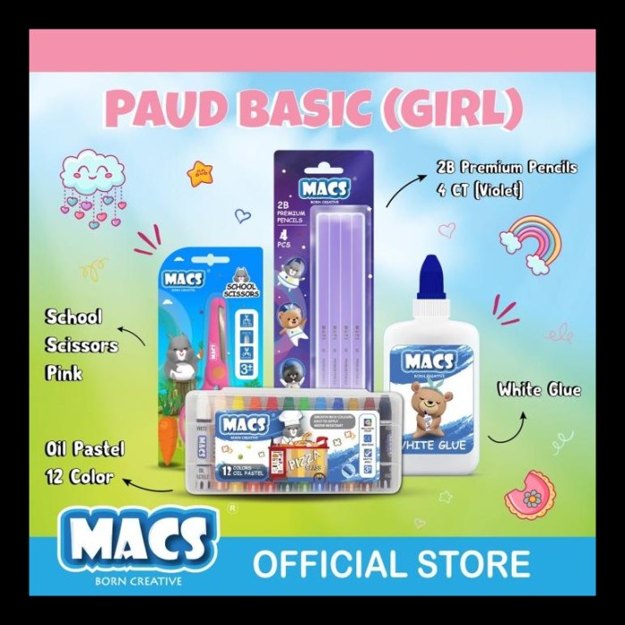 

TERJAMIN TERPOPULER! MACS PAKET PAUD BASIC / CRAYON / PENSIL / PAKET SEKOLAH TERPOPULER!