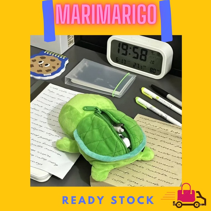 

TERUJI Kotak Pensil Plush Little Turtle Tempat Pensil Anak Sekolah Creative Pencil Case Plush Cute