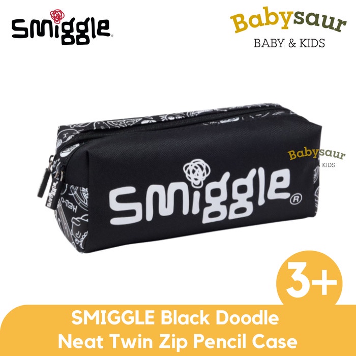 

TERBAIK SMIGGLE 100% Original Black Doodle Neat Twin Zip Pencil Case Peralatan Sekolah Tempat Pensil
