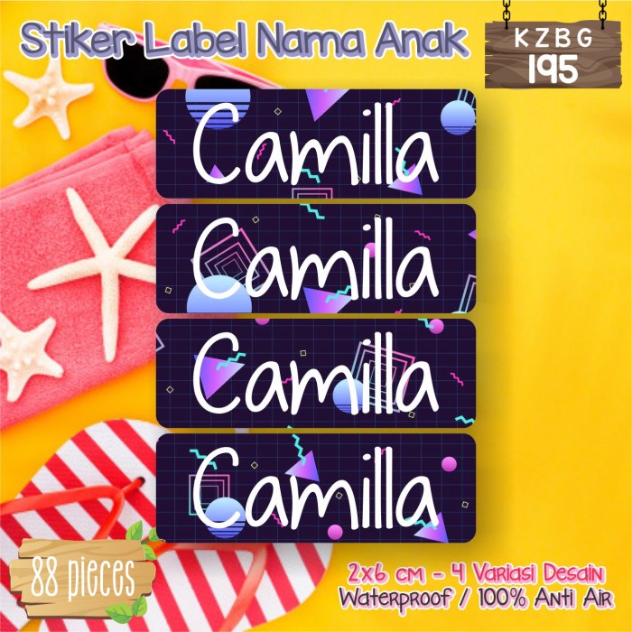 

FREE ONGKIR stiker label nama anak waterproof pensil sepatu sekolah botol KZBG-195