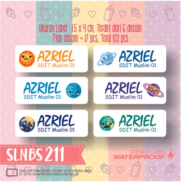 

BERGARANSI stiker label nama anak pensil buku tas sepatu sekolah SLNBS-211
