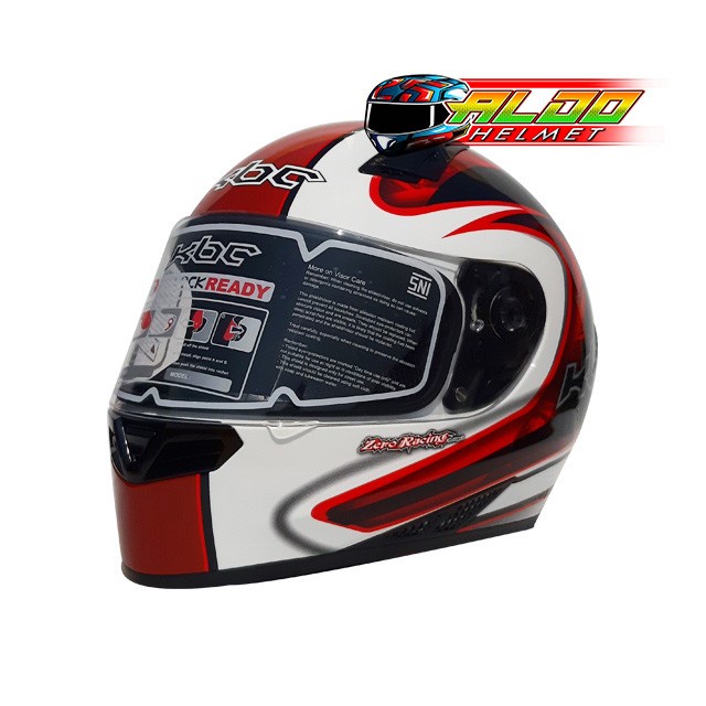 Helm Kbc V Zero Black White Red Fullface Single Visor / Helm Kbc