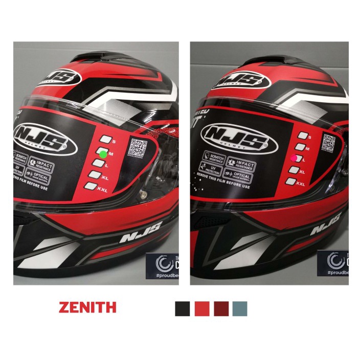 Helm Njs Zx1 Zx-1 Zenith Black Red Fullface Helm Njs Original
