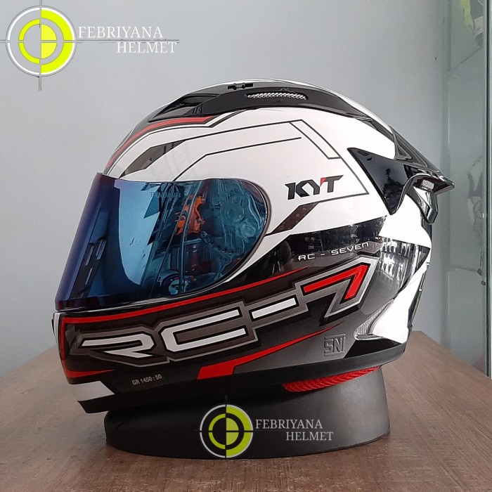 Helm Kyt Rc7 Seri 14 White Visor Iridium Blue